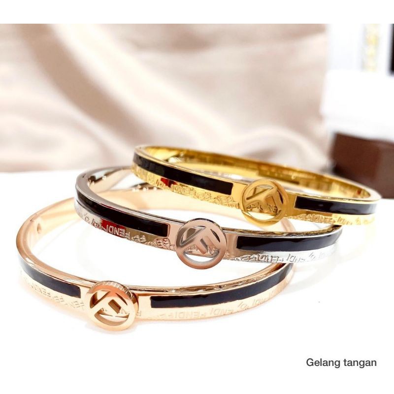 Gelang Titanium Asli Stainless steel motif Fendix Anti karat Premium Quality 02182