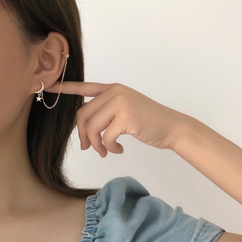 17km Anting Klip Wanita Bentuk Hati / Kupu-Kupu / Daun / Pita Hias Kristal Elegan-25