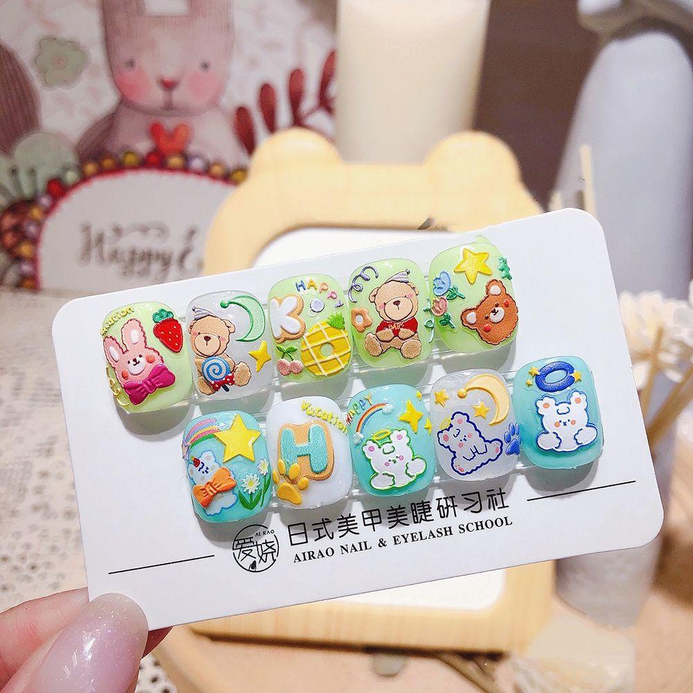 AUGUSTINA Agustina Stiker Nail Art Sweet Relief Donut Floret Little Bear Perekat Manikur Aksesoris