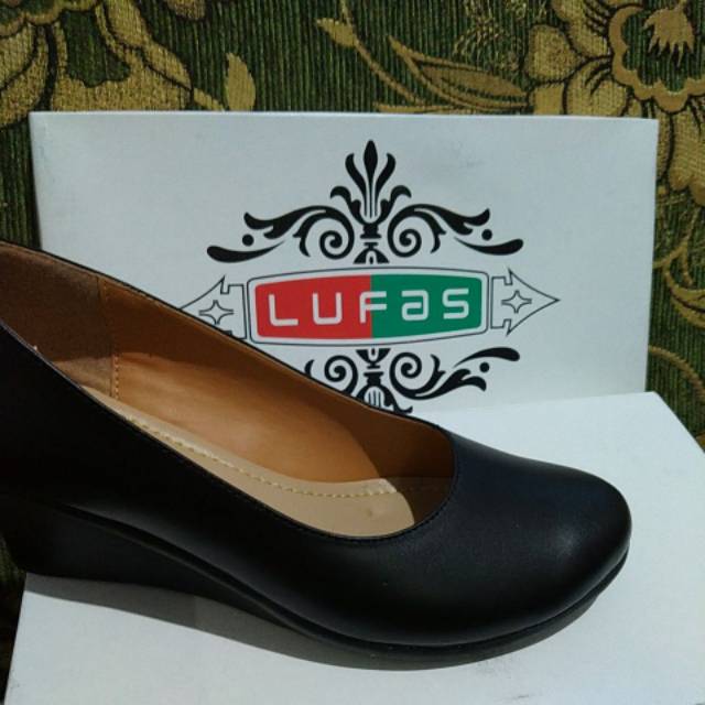 SEPATU WEDGES LUFAS PERSIT BHAYANGKARI KULIT ASLI HAK 5CM ORIGINAL