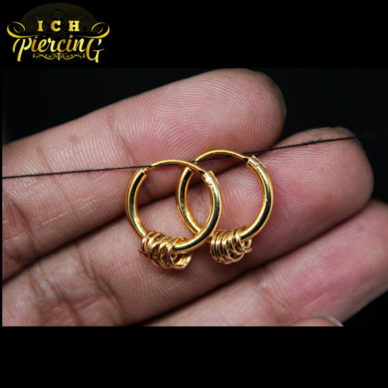 Anting Hoop GOLD Multi Ring Mewah untuk Pria / anting Hoop tindik RING GOLD