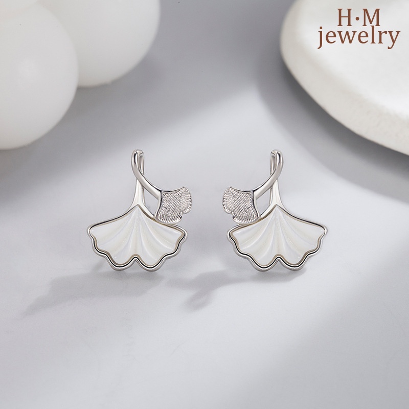 Sansheng Apricot Ginkgo Leaf Ear Studs