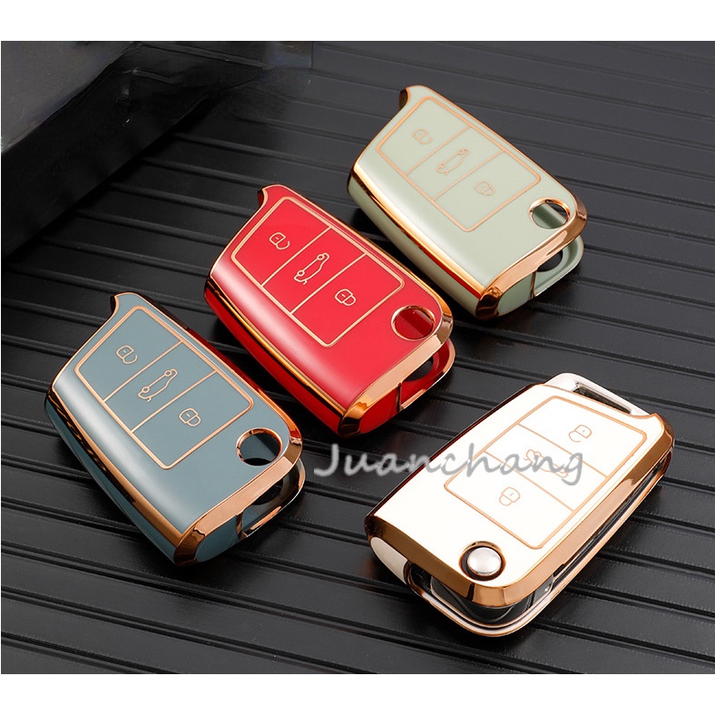 Case Kunci remote Mobil Bahan TPU Untuk Volkswagen Lavida Super Teng Ma Teng Jetta Passat Santana Lingdu Transit Perai Golf 7 MK7 Tiguan MK2TPU