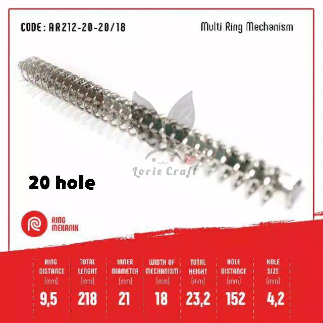 

Ring Mekanik / Binder Buku Scrapbook Planner Sekolah Kantor 20 hole A5 / 26 hole B5