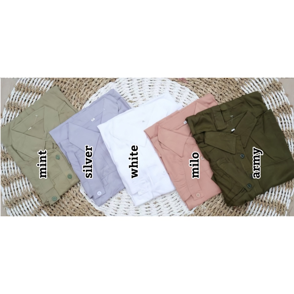 Baju Atasan Blouse Jumbo Polos Wanita Lengan Panjang Terbaru 2022 Simple Korean Style Kekinian Rayon Twill