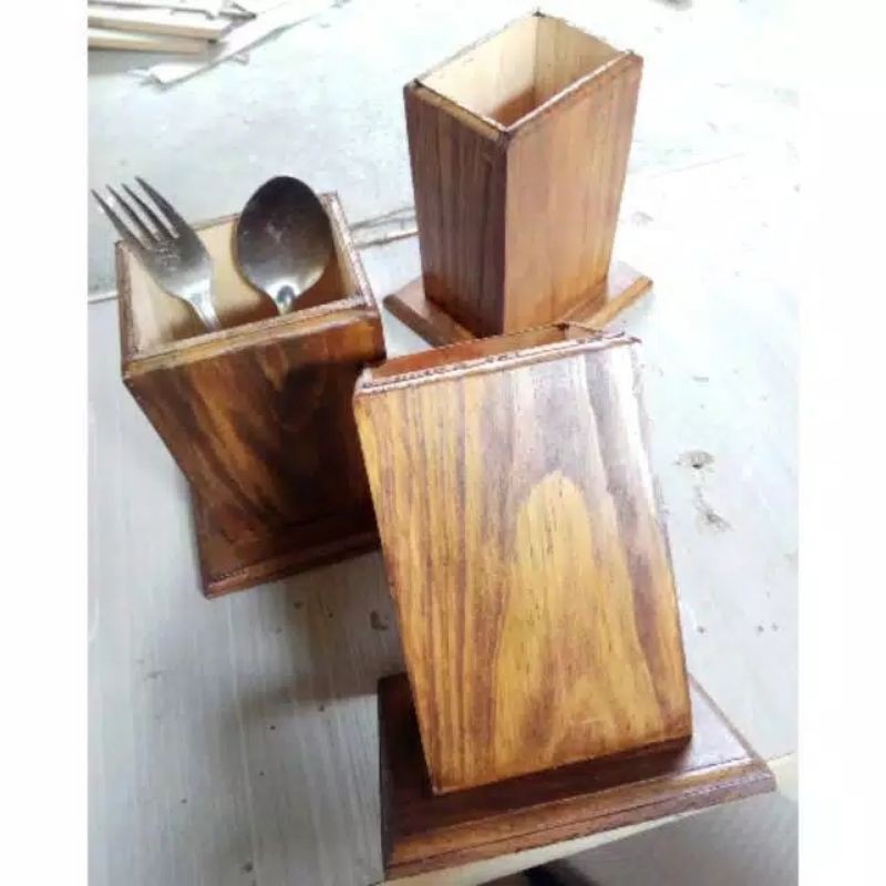 Tempat sendok kayu unik tatakan sendok kayu pinus pilihan-4