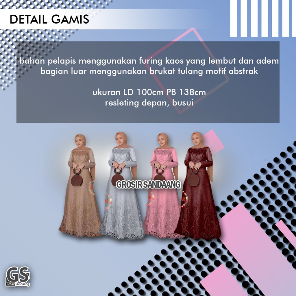 GAMIS SYAR I GAMIS BRUKAT GAMIS BROKAT AURA GOWN GAMIS BURKAT AURA GOWN DRESS BRUKAT GROSIR SANDAANG