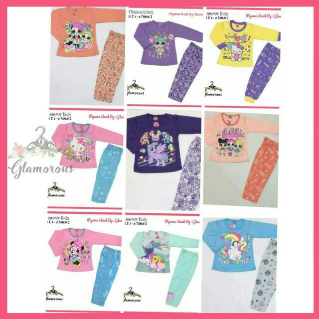 Piyama anak Perempuan PP/ paket hemat 3 stel/ piyama LOL / piyama lengan panjang anak perempuan HQ