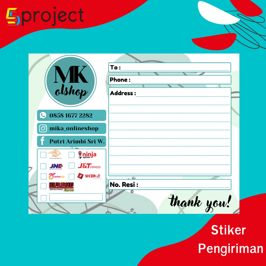 

stiker label pengiriman free custom nama toko / olshop