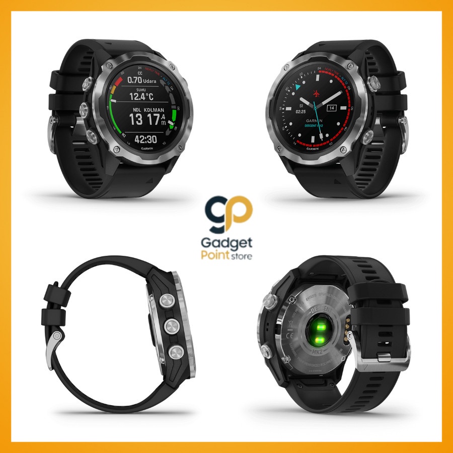 Garmin Smart Watch Descent Mk2 Stainless Steel with Black Band - Garansi Resmi TAM 2 Tahun