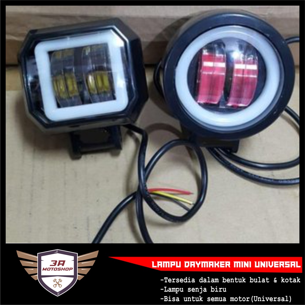 Lampu Daymaker Mini 2 Mata Senja Biru 12V