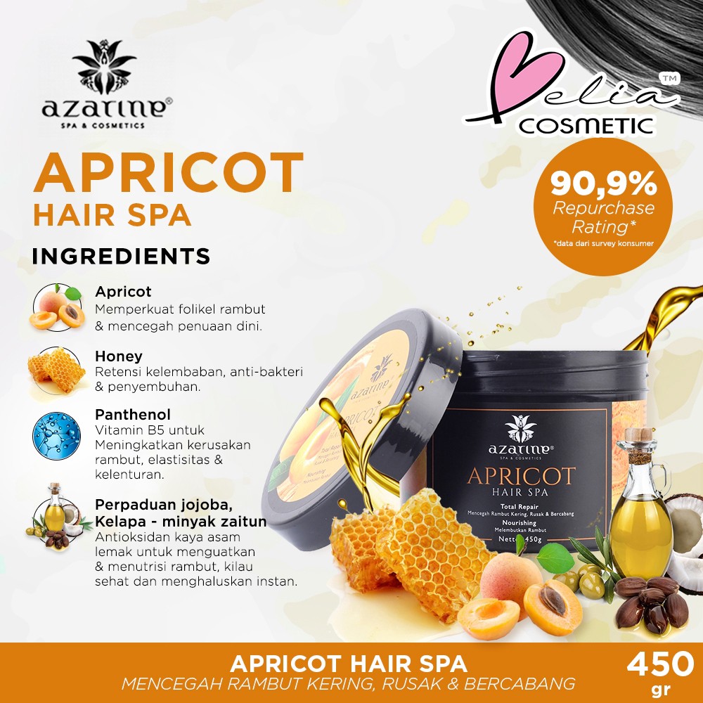 ❤ BELIA ❤ AZARINE Hair Spa 200g Apricot | Aloe Vera (✔️BPOM)