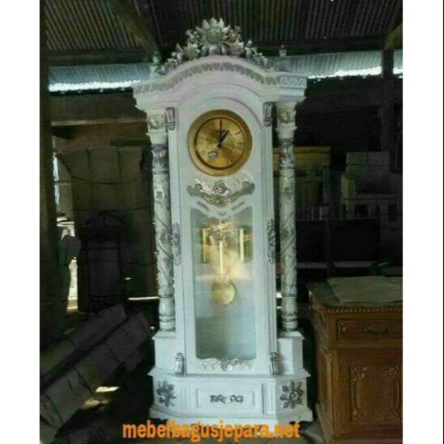 Lemari jam duco - lemari jam putih- lemari jam hias