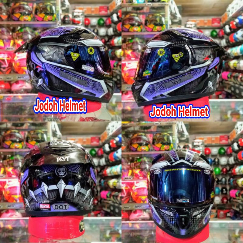 KYT Helm K2 Rider Motif Black Panther Purple new motif Paket Ganteng