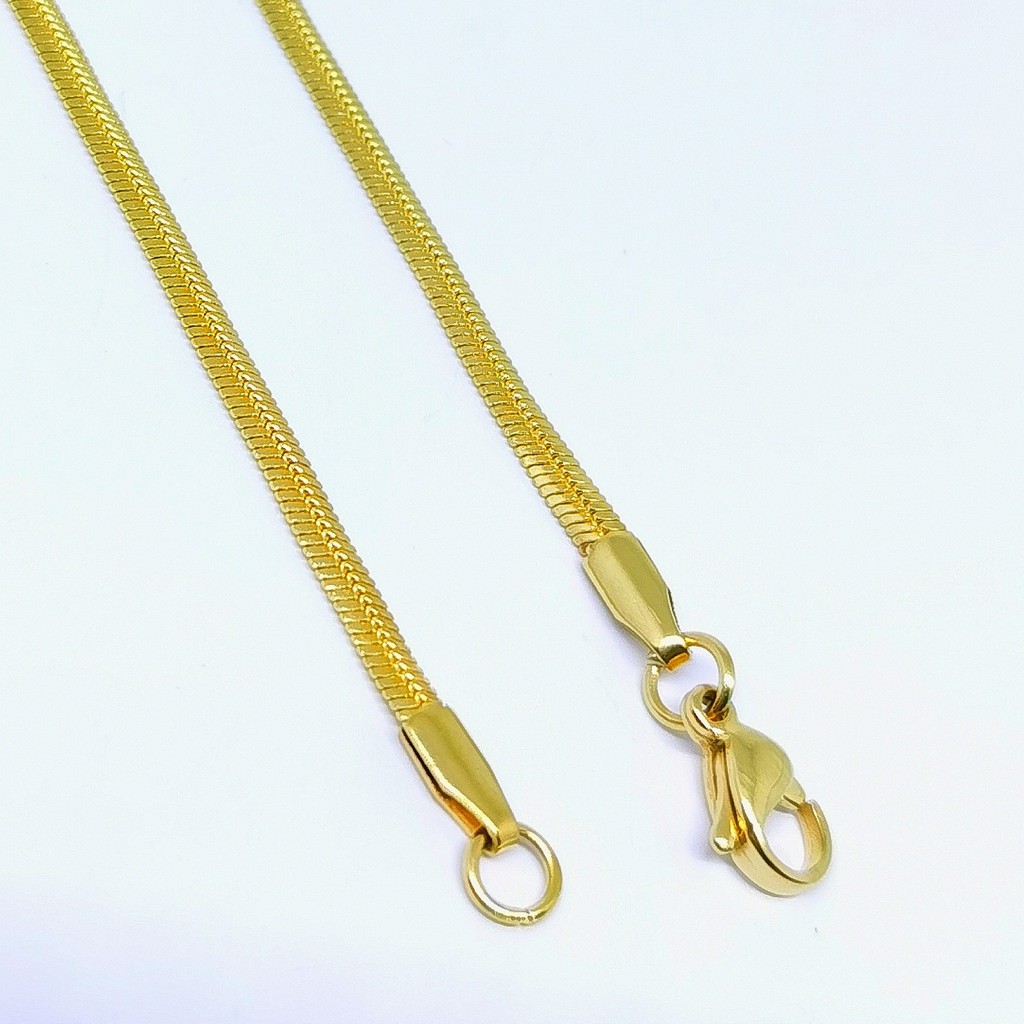 Kalung titanium pipih 60cm warna emas