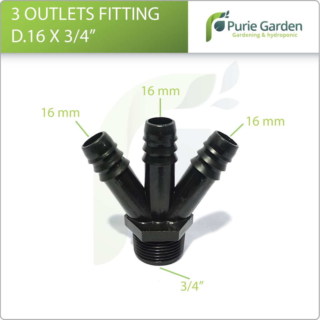 3 Outlets Fitting D. 16 x 3per4 Irritec