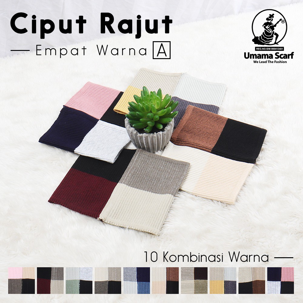 Aksesoris Hijab Terbaru Bandana Ciput Rajut Umama Scarf elastis Warna HITAM &amp; RANDOM