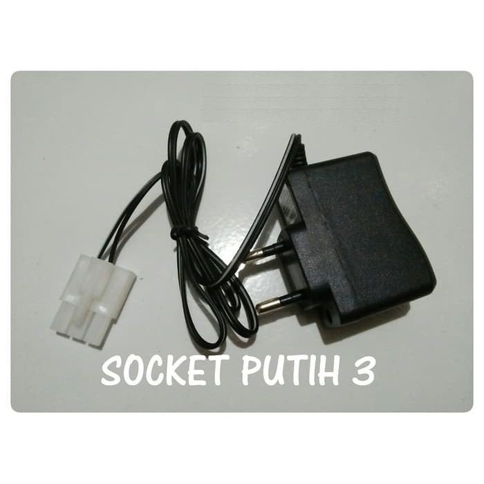 CHARGER MOBIL RC SOCKET PUTIH 3 PIN - ADAPTOR REMOTE CONTROL 9.6V