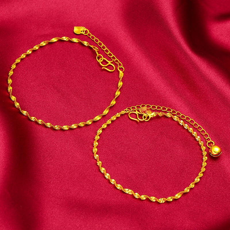 Gold Bracelet Women's Water Wave Pattern Korean Jewelry Retro Simple Twisted String Thin Chain