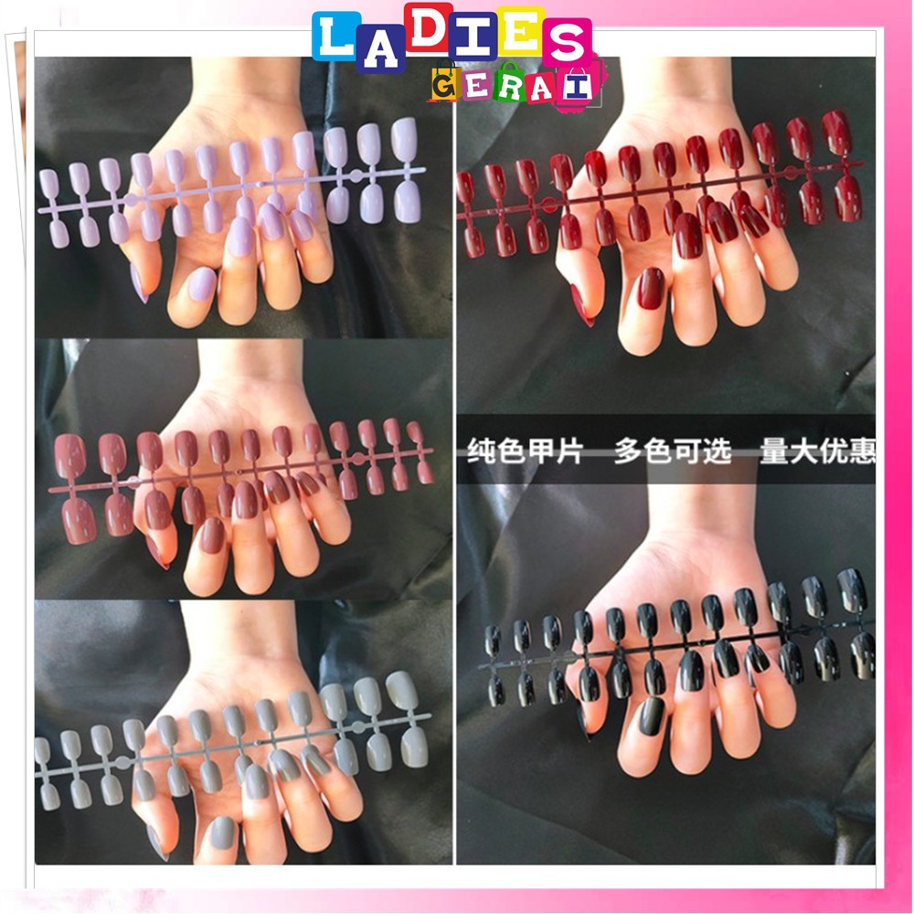 [24pc] Kuku Palsu / Nail Art / Kuku Palsu Pendek free Lem