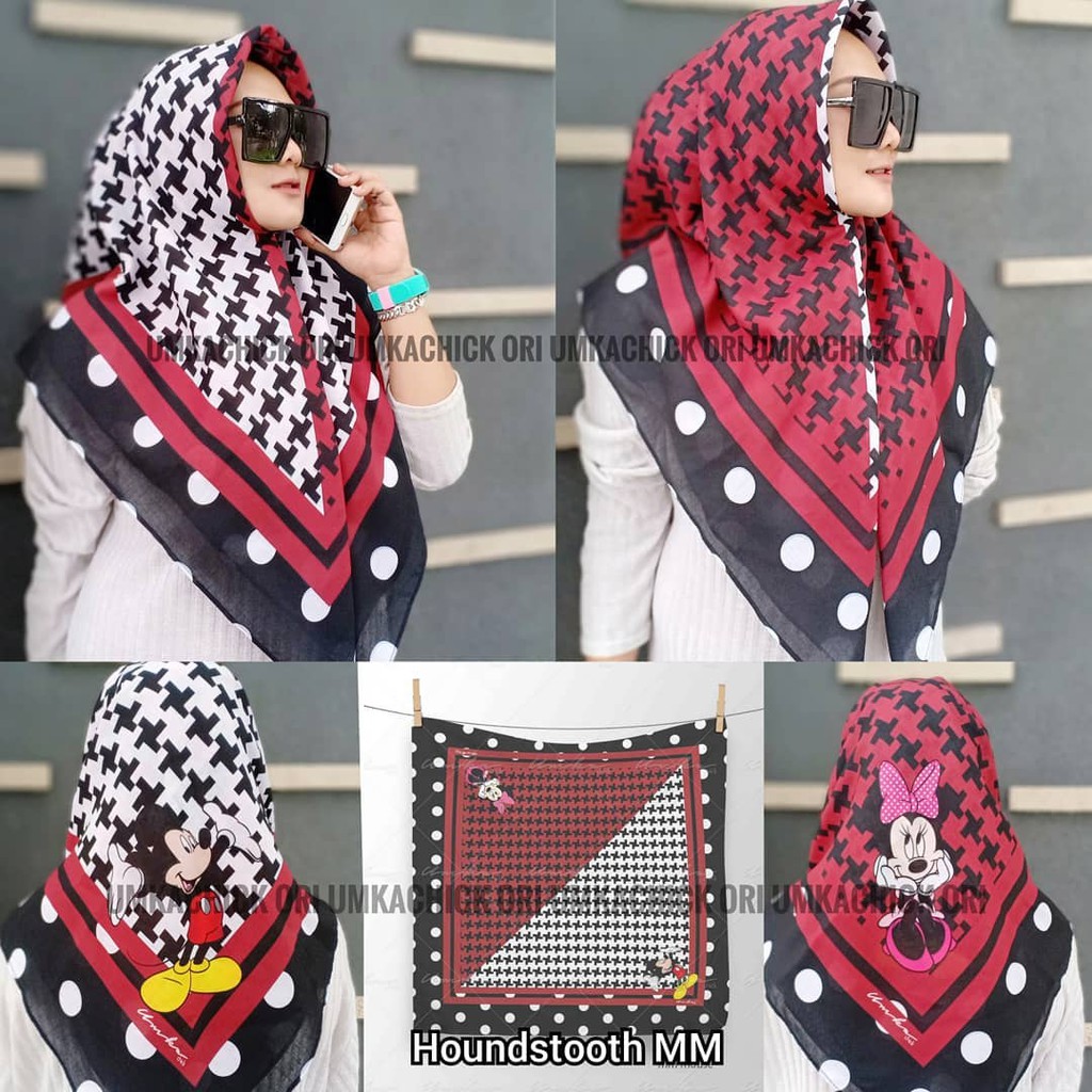 HIJAB Houndstooth MM - Kerudung VOAL Segi Empat Umkachick - Printed scarf daily Umka