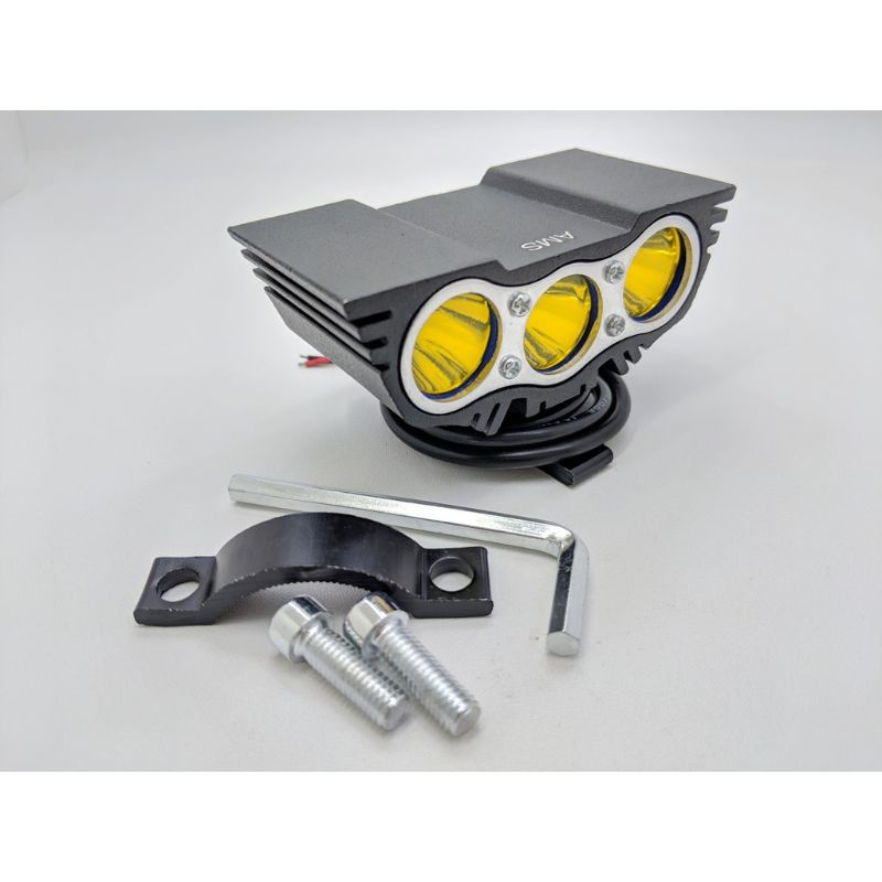 lampu tembak led cree owl ultrafire 3 mata 30w body hitam sinar kuning