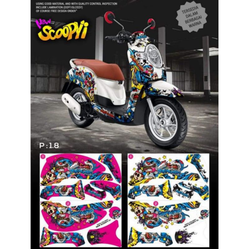 Sticker Decal Honda Scoopy Doraemon Zombie pilihan warna
