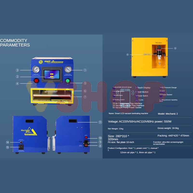 VACUUM LAMINATING MACHINE MECHANIC I2 - MESIN LAMINATING LCD 10 INCH