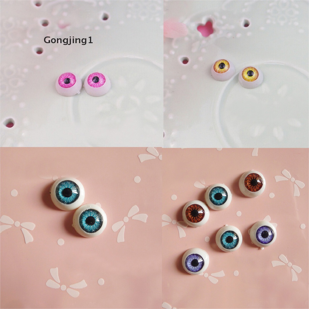 Gongjing1 1 Pasang / Set Mata Boneka Setengah Lingkaran 12mm Bahan Akrilik Untuk DIY Craft