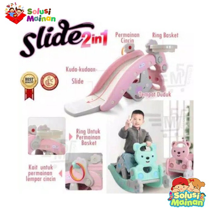 Mainan Perosotan anak 4 in 1 / kuda-kudaan Slide & Rocker