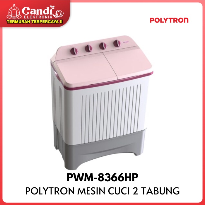 POLYTRON Mesin Cuci 2 Tabung Samba Series Hijab 8 KG PWM-8366HP