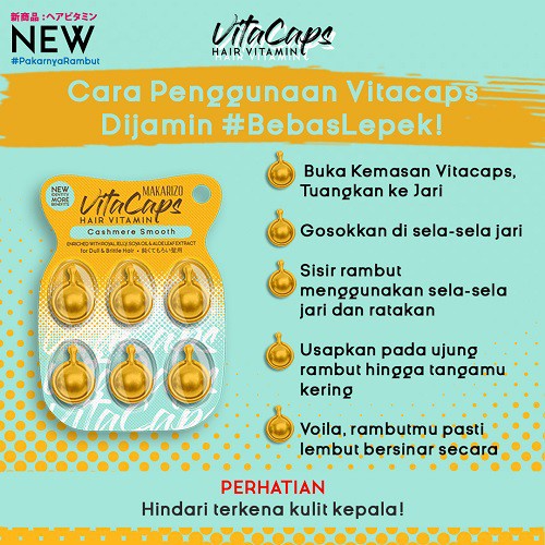 Kapsul 6x1ml Makarizo Vitacaps Hair Vitamin Rambut Rusak Kering Rapuh Bercabang Diwarnai GIRLSNEED77