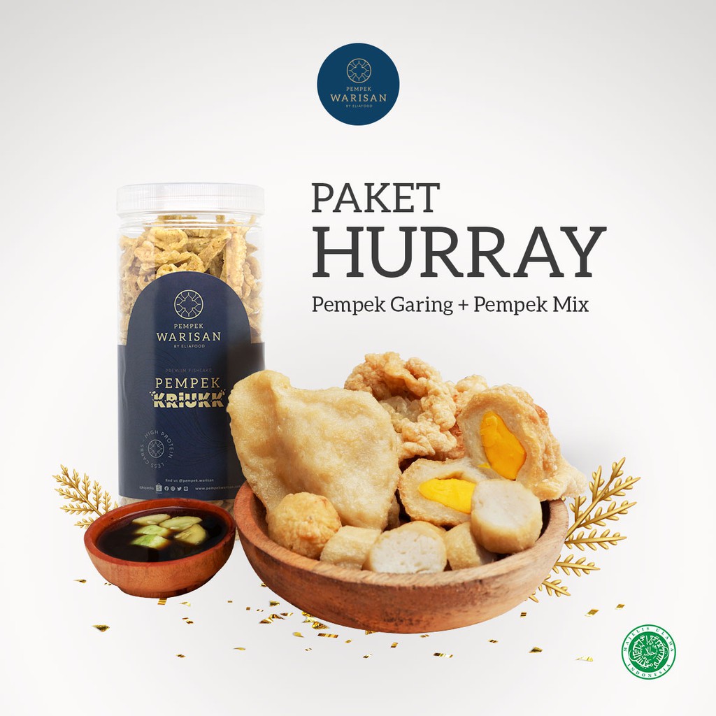 

Paket Hurray - Pempek Warisan - Mix Palembang Kapal Selam Lenjer Kulit Adaan 7 pcs + Kriukk 300 Gram