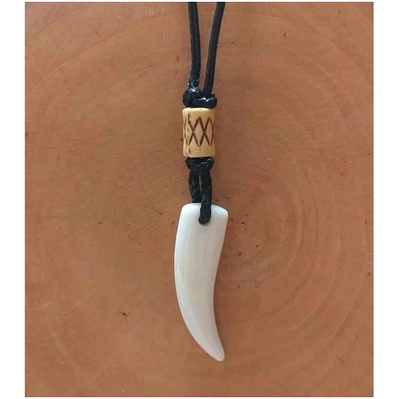 Kalung Tali Pria Hitam Bandul Gading Gadil Gajah Putih White Tusk