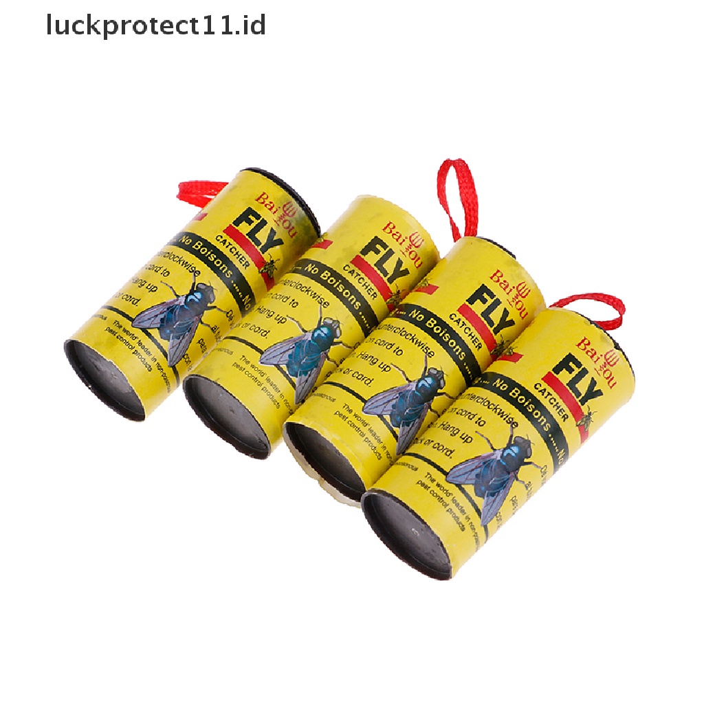 //HG&amp;ID// 4 Rolls Insect Bug Fly Glue Paper Catcher Trap Ribbon Tape Strip Sticky Flies .