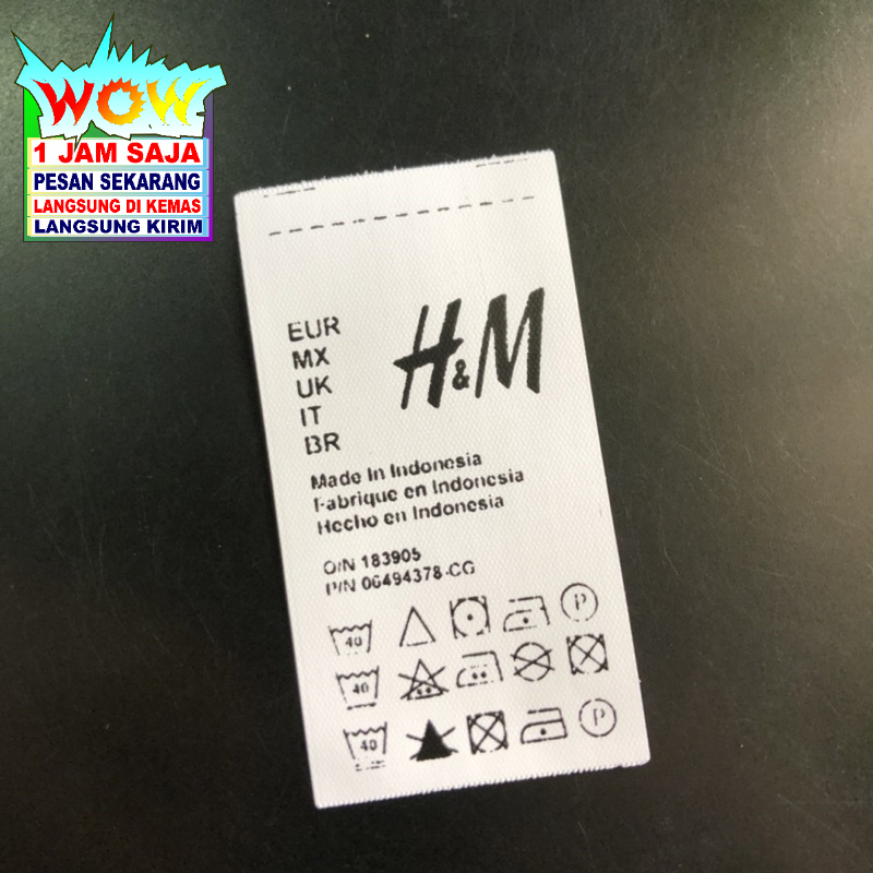 

H&M WASHING TAG ALL SIZE CO 1X DI KIRIM 600PCS