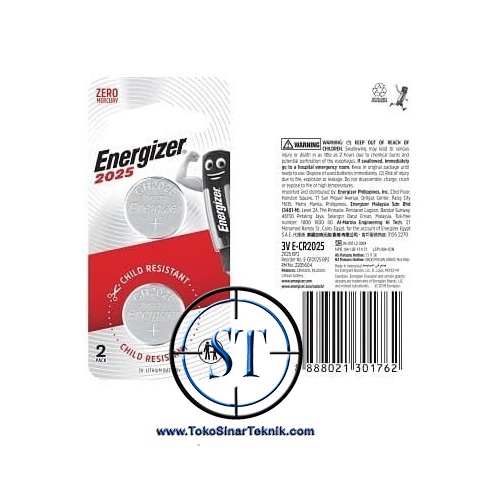 Battery Baterai Kancing Energizer CR2025 3V Lithium 1 Pack Isi 2 Button Cell 2025