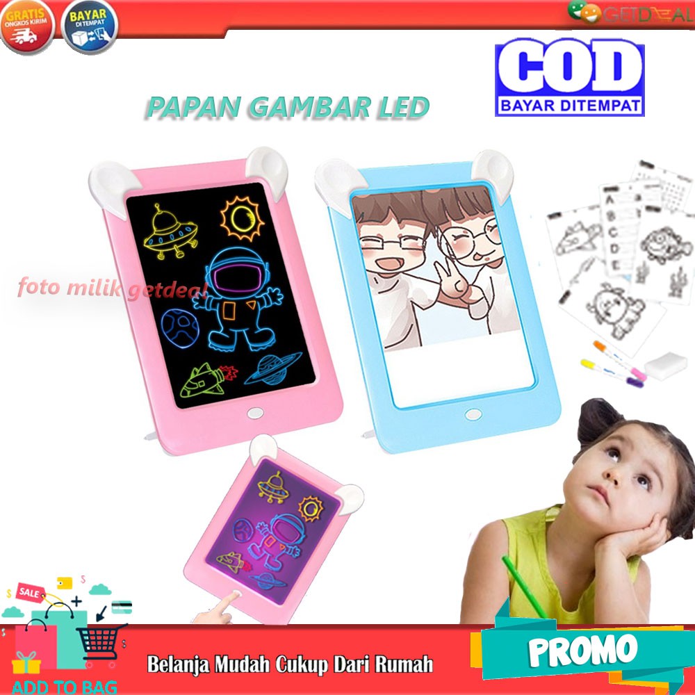 

# baru_ Magic Board - Buku Gambar Anak 3D Ada Lampu LED / Magic Drawing Pad / Belajar Menggambar