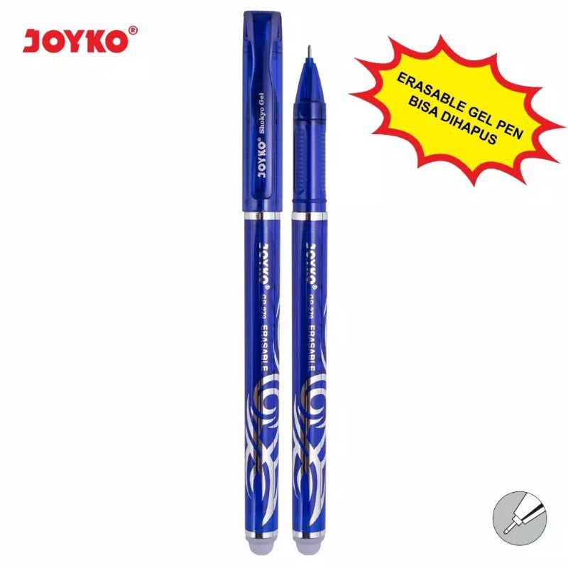 selusin pen bisa di hapus merek  joyko hitam dan biru isi 12 pcs