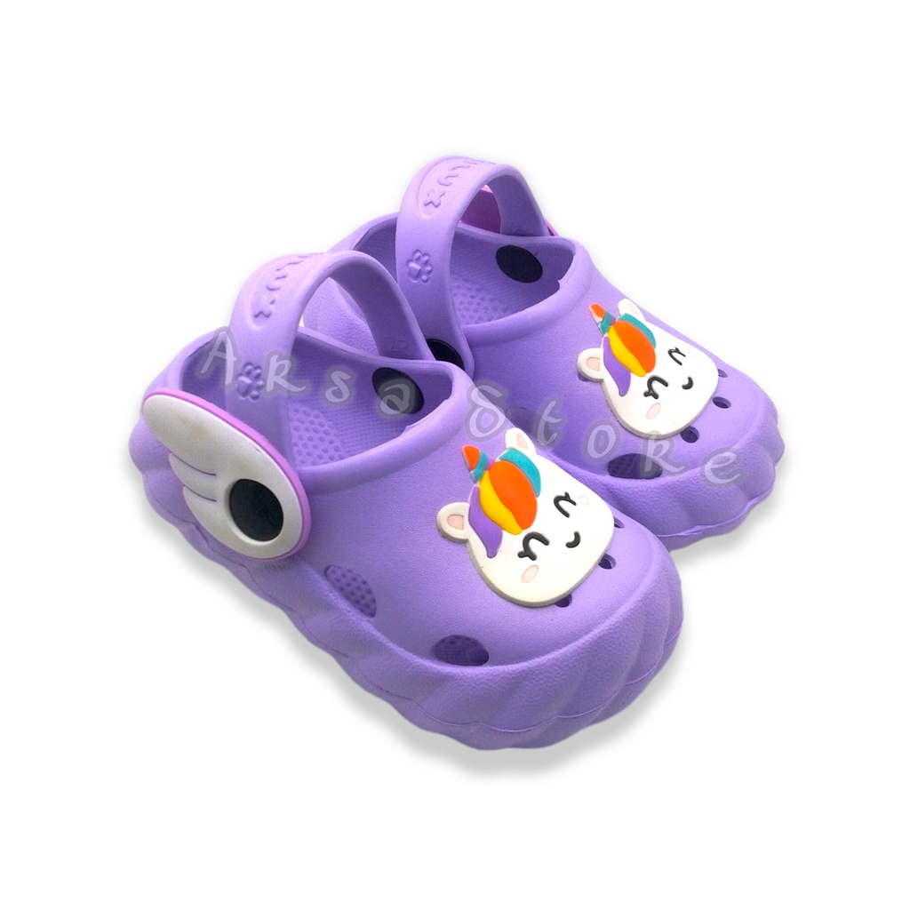 Sandal Baim Anak Bayi Perempuan Umur 1 2 3 4 Tahun / Sendal Tali Belakang Lucu Anak Cewek Motif Kuda Poni Unicorn