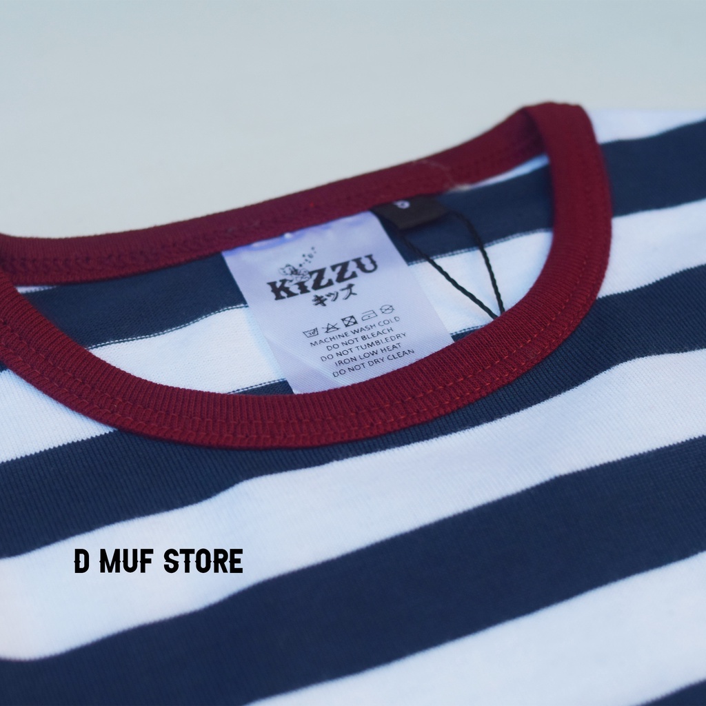 Kizzu Kaos Anak Salur Premium Usia 1-12 Tahun Salur Navy- dmufstore