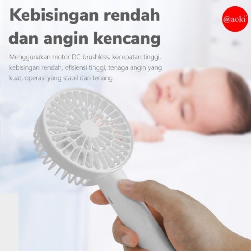 Aoki Mini Fan Portable USB Charge / Kipas Angin Genggam + Lampu Tidur LED AF-807Y