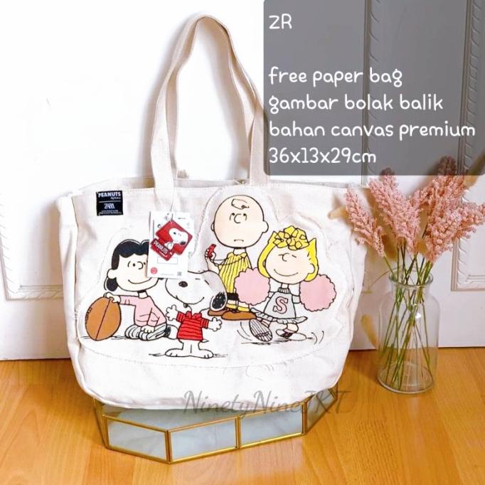 ZARA SNOOPY PEANUTS TOTE BAG / TAS ZARA FH52 / TAS IMPORT PROMO