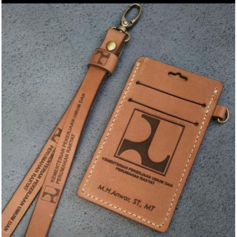 

Name tag kulit asli id card kulit custom model 4 lapis bisa custom logo PUPR