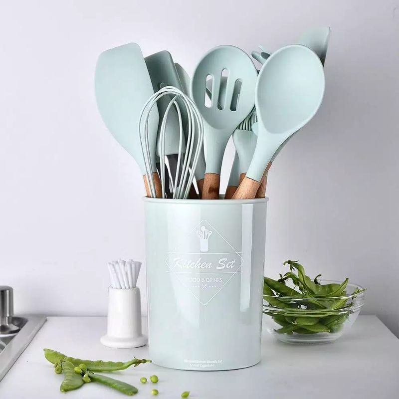 Silicone Utensil set 12 pcs (11 pcs sutil + 1 basket) / Spatula Silikon set anti lengket