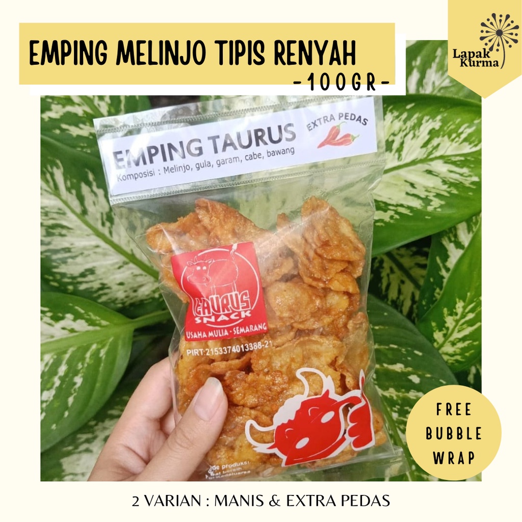 

Emping Melinjo EXTRA PEDAS Taurus | Snack Cemilan Keripik Emping