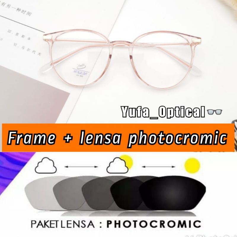 Frame kacamata antiradiasi UV Kacamata minus Kacamata photocromic Frame Kacamata (8276) bahan Lentur TR