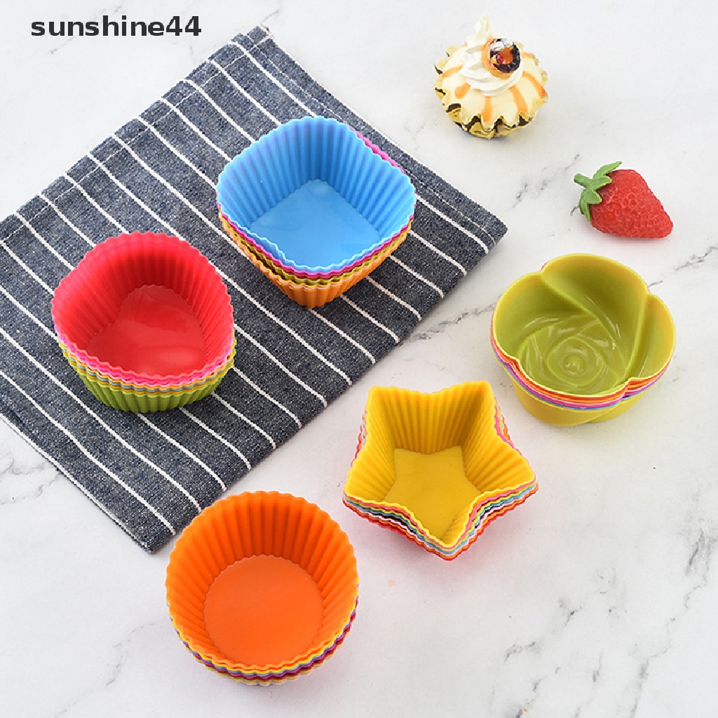 Sunshine 5Pcs/set Flower Silicone Cake Cup Cake Tool Bakeware Baking Silicone Mold 7cm .