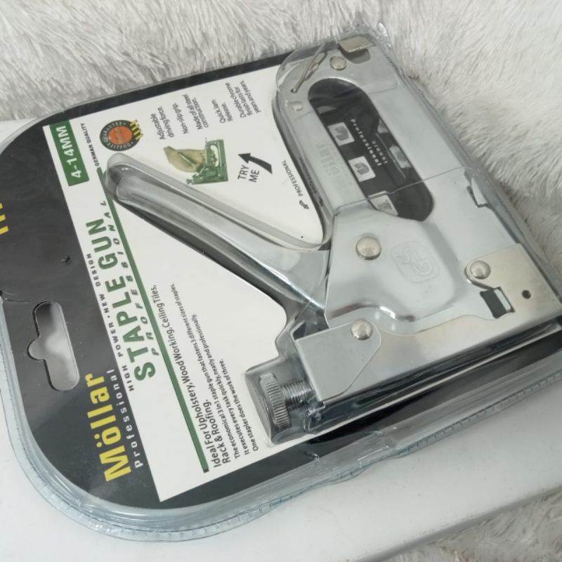 

BERKUALITAS-STAPLER TEMBAK MOLLAR-BONUS 3 MACAM ISI STAPLES .