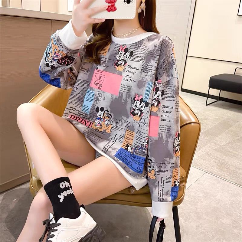 Sweater Lengan Panjang Wanita Import Motif Mickey Koran